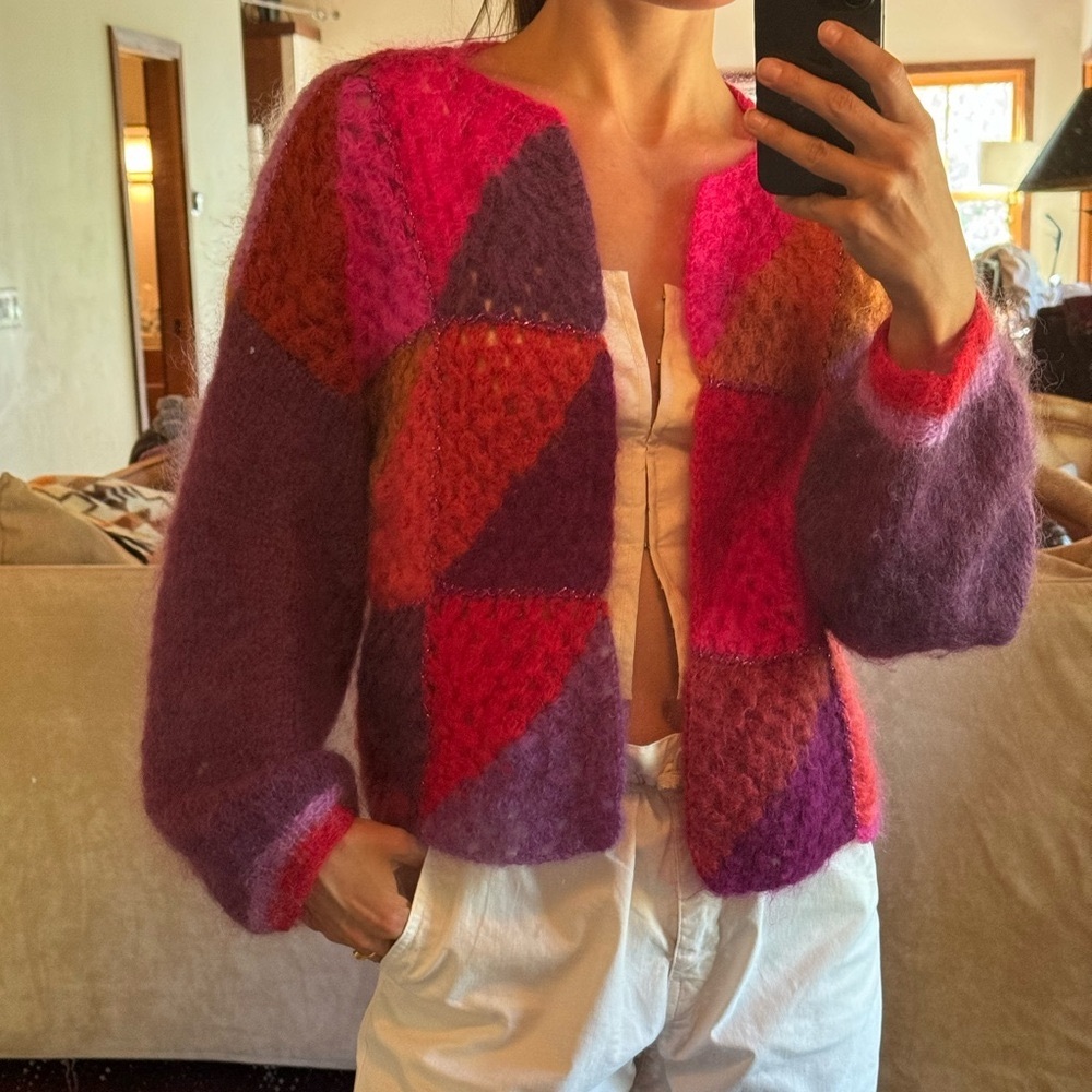 Rose Carmine Mohair Bolero Sweater OS